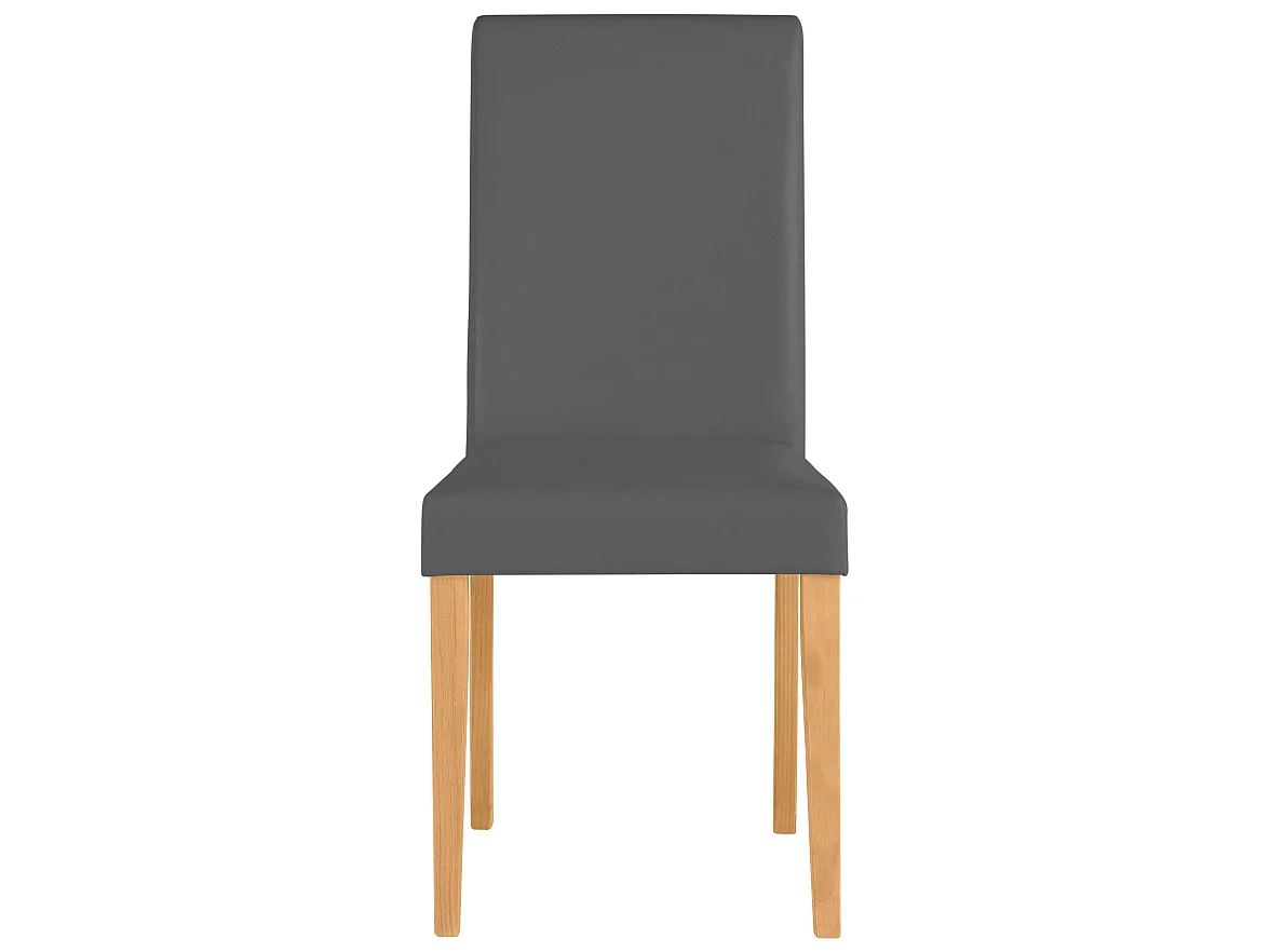 Juego de 2 sillas de comedor en PU gris con patas en pino natural