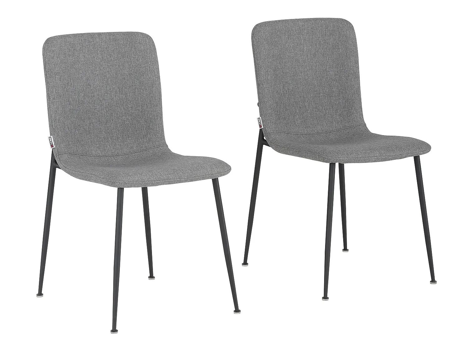 Faye | Lot de 2 chaises de salle à manger rembourrées en tissu gris clair