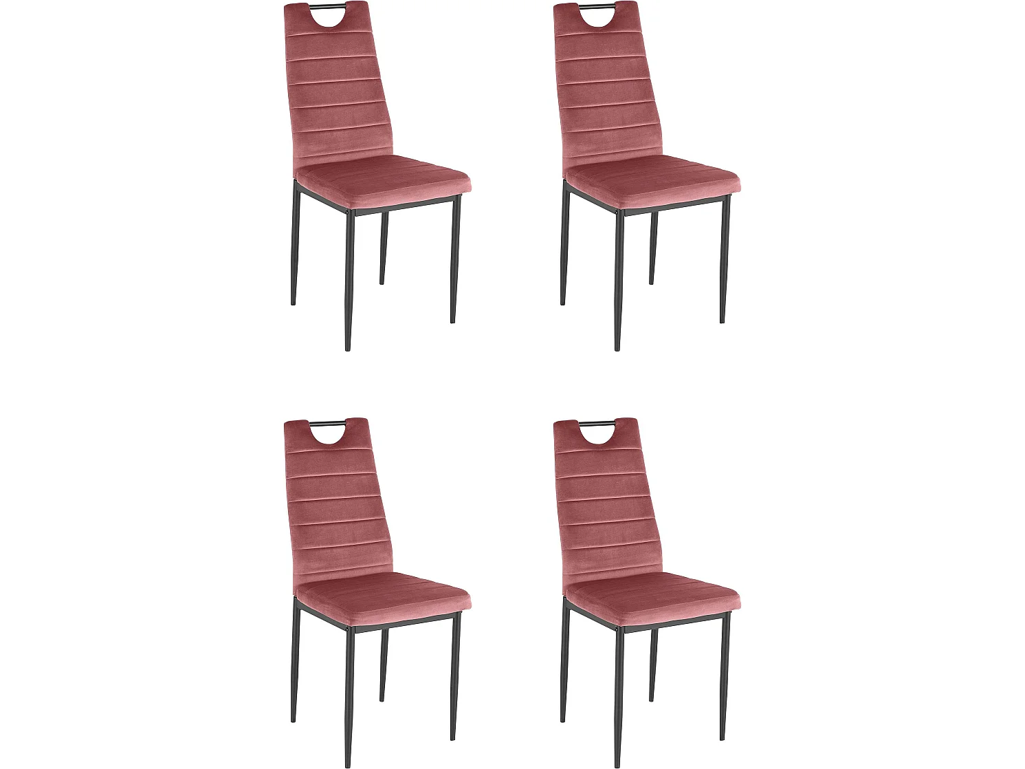 Conjunto de 4 cadeiras de jantar em veludo cinzento