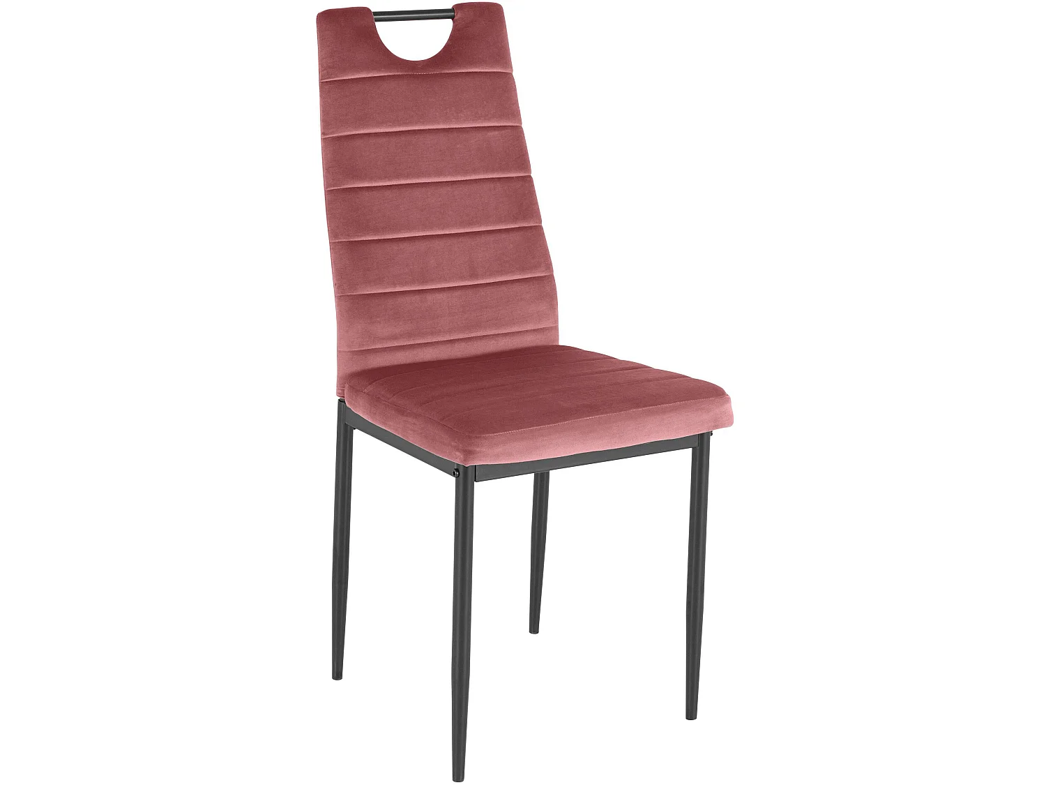 Mandy | Lot de 4 chaises de salle à manger en velours rose foncé