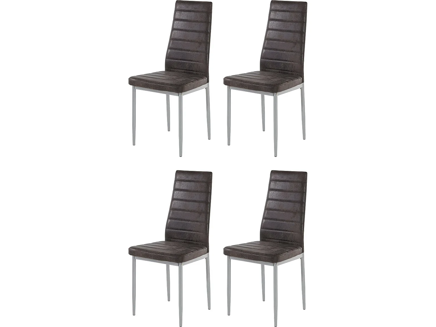 Kate | Lot de 4 chaises de salle à manger rembourrées en micro.