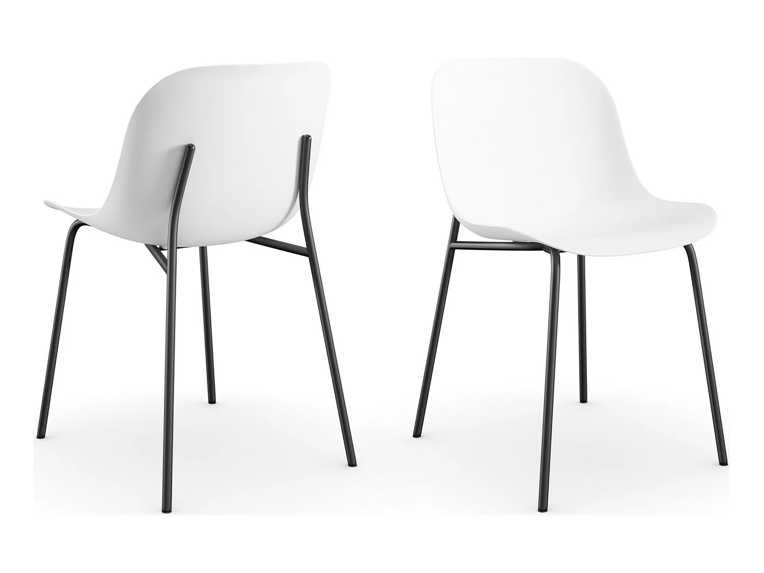 Juego de 2 sillas de comedor de plástico con patas de metal