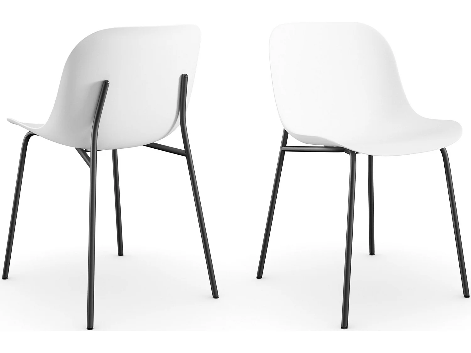 Ocean | Lot de 2 chaises de salle à manger en plastique avec pieds en métal