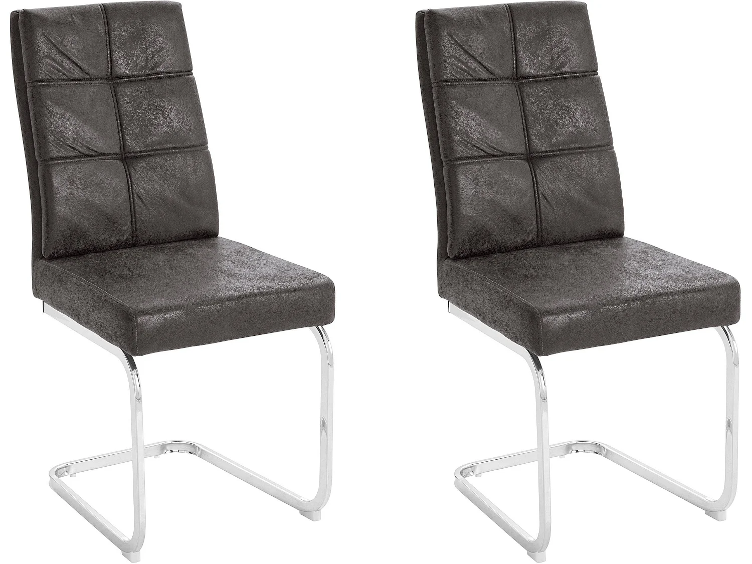 Lale | Lot de 2 chaises de salle à manger rembourrées en microfibre gris
