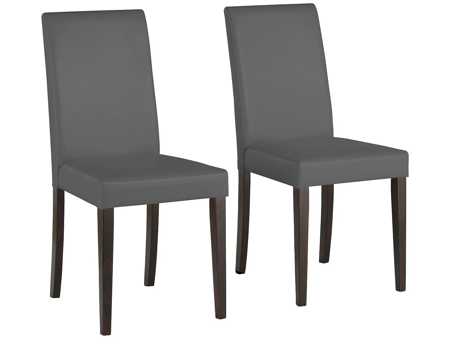 Juego de 2 sillas de comedor en PU con patas en pino oscuro