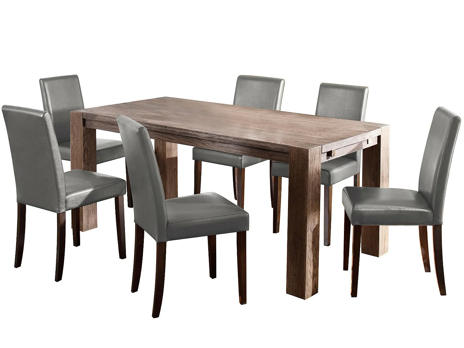 Juego de 2 sillas de comedor en PU con patas en pino oscuro