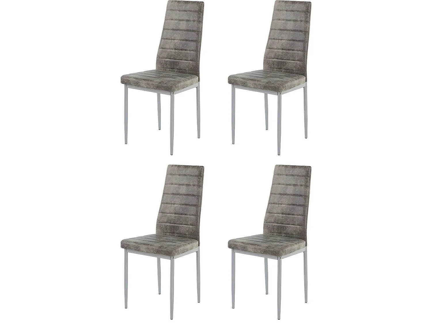 Kate | Lot de 4 chaises de salle à manger rembourrées en micro. gris clair