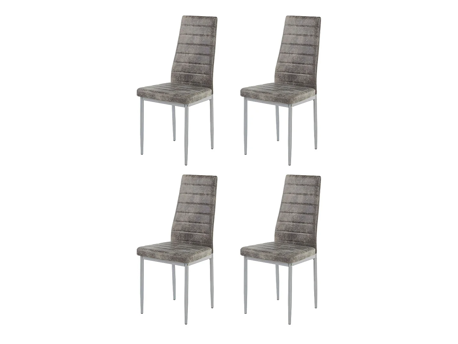 Kate | Lot de 4 chaises de salle à manger rembourrées en micro. gris clair