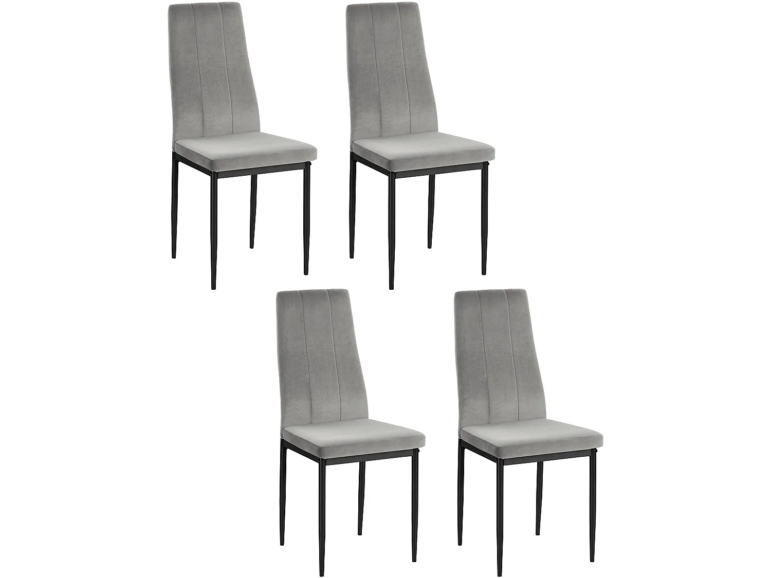 Set di 4 sedie da pranzo imbottite in velluto grigio chiaro