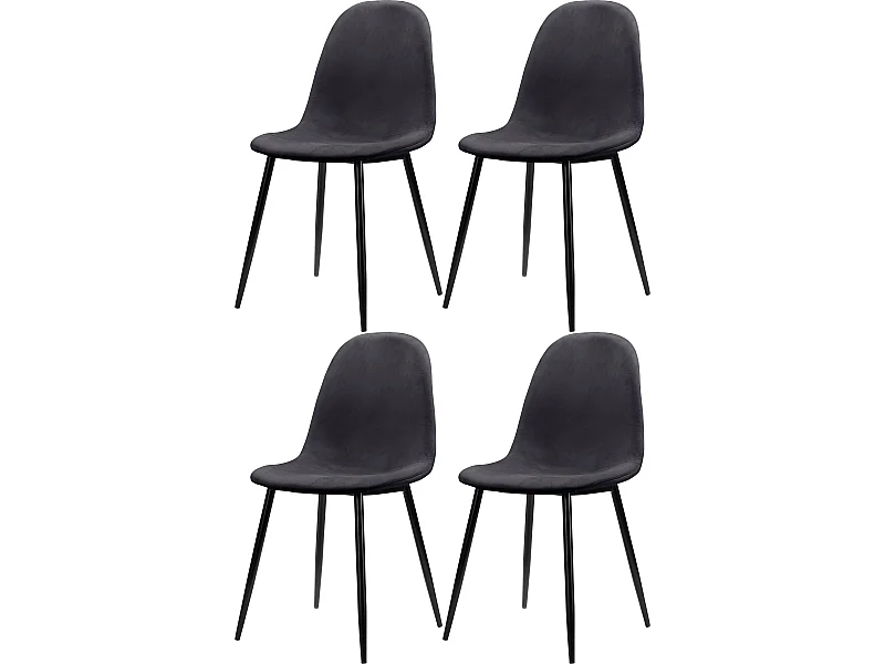 Juego de 4 sillas de comedor en terciopelo antracita y patas en metal