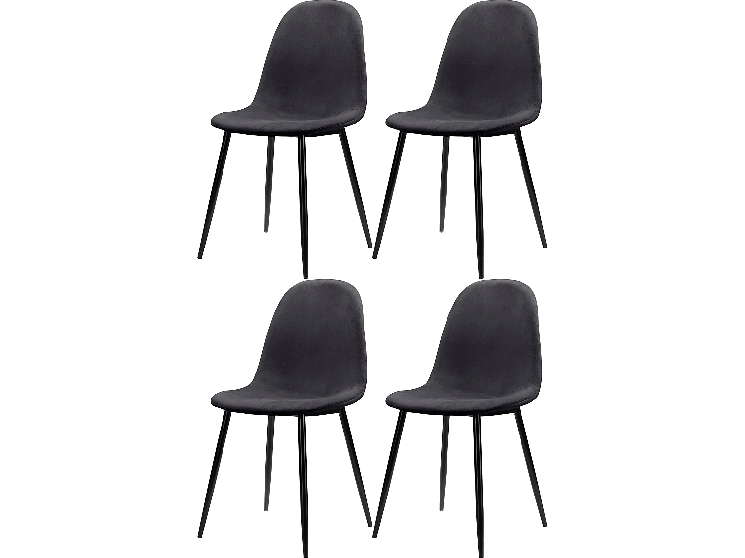 Juego de 4 sillas de comedor en terciopelo antracita y patas en metal