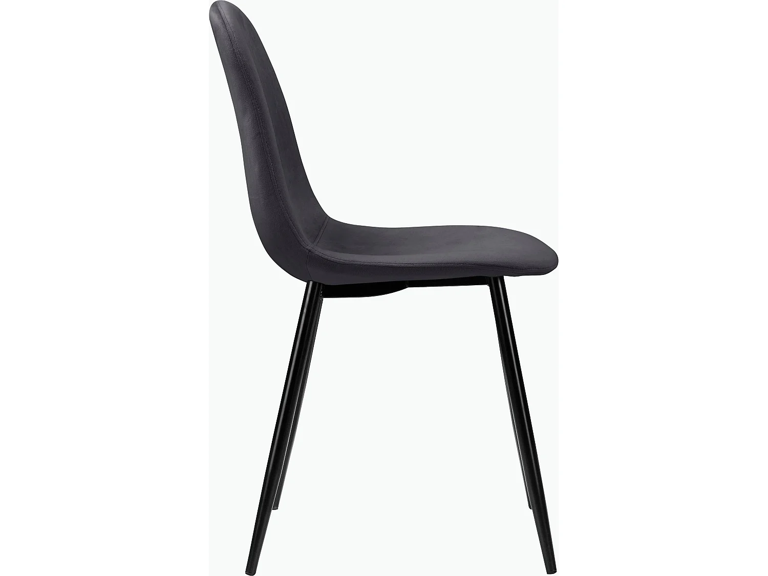 Set di 4 sedie da pranzo in velluto antracite e gambe in metallo nero