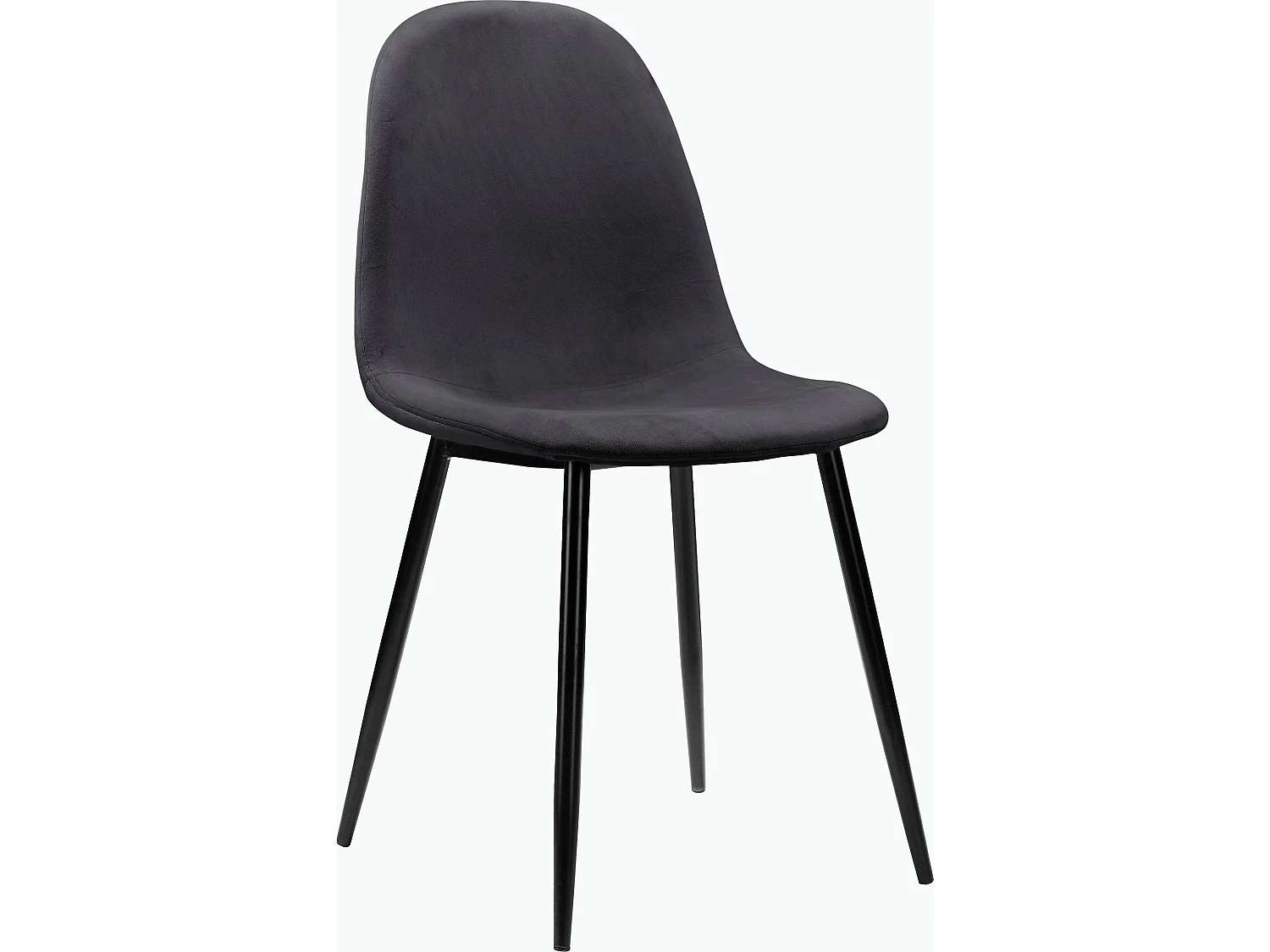 Set di 4 sedie da pranzo in velluto antracite e gambe in metallo nero