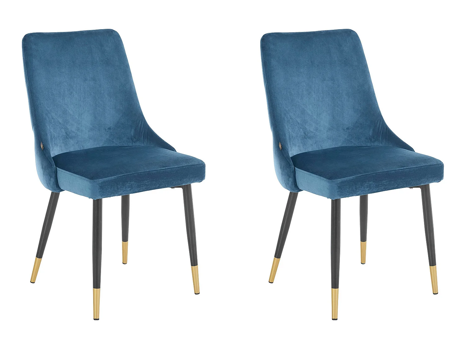 Iris | Lot de 2 chaises de salle à manger rembourrées en velours bleu