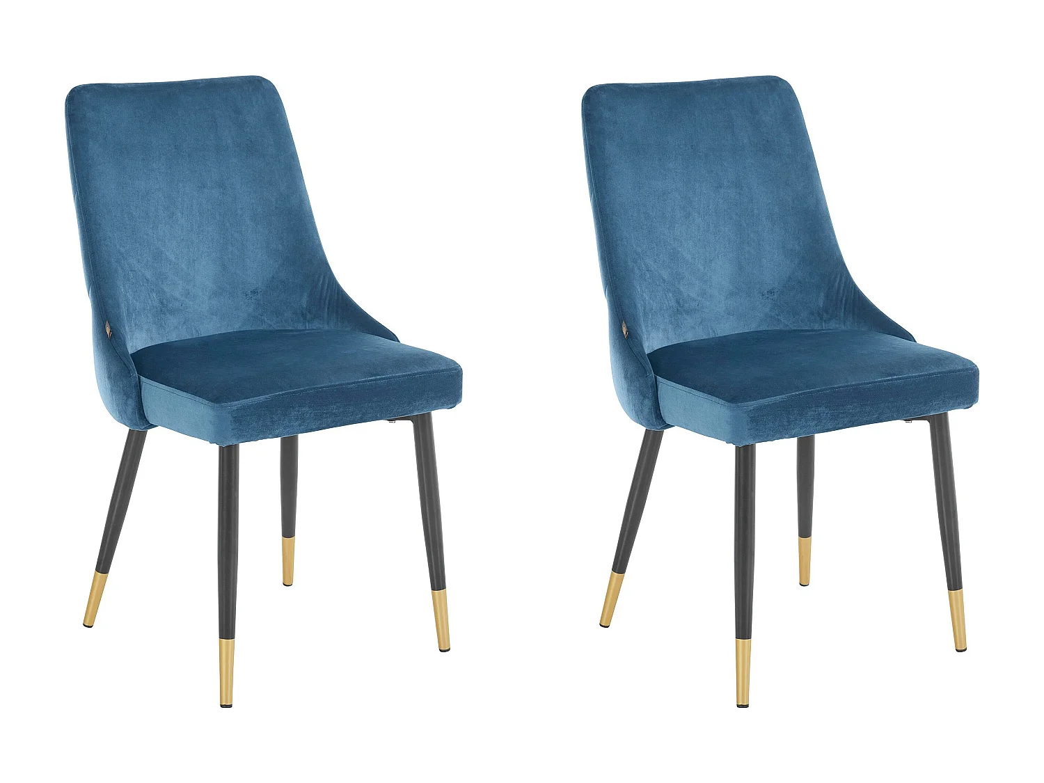 Gepolsterte Esszimmerstühle im 2er-Set aus Samt, blau