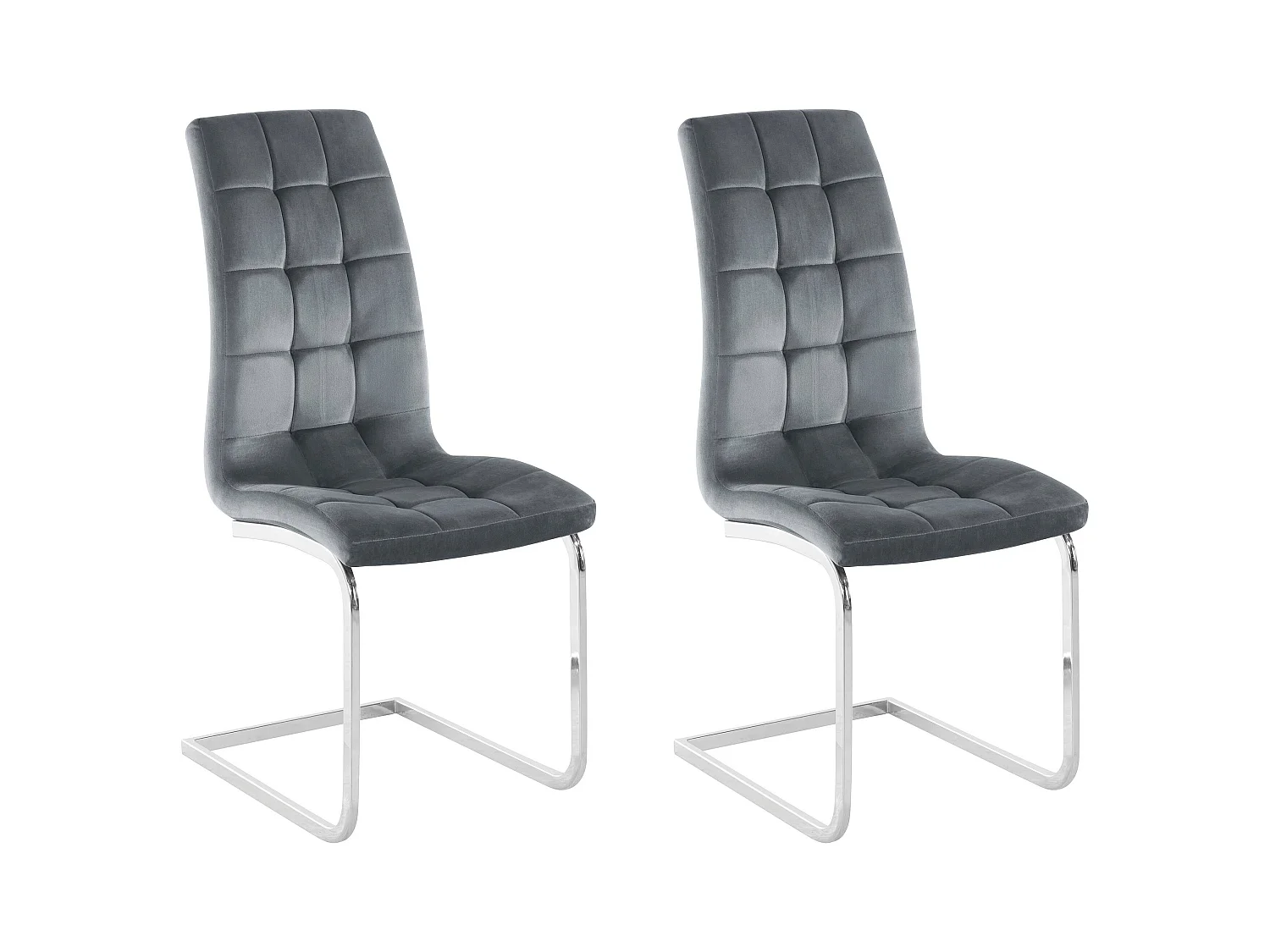 Lola | Lot de 2 chaises de salle à manger rembourrées en velours gris