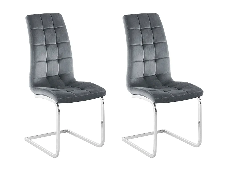 Lola | Lot de 2 chaises de salle à manger rembourrées en velours gris