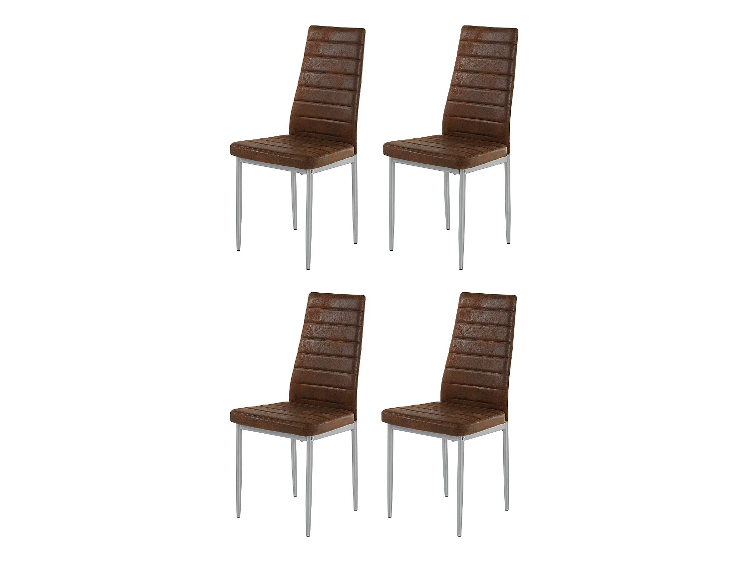 Gepolsterte Esszimmerstühle im 4er-Set in Mikrofaser-Braun