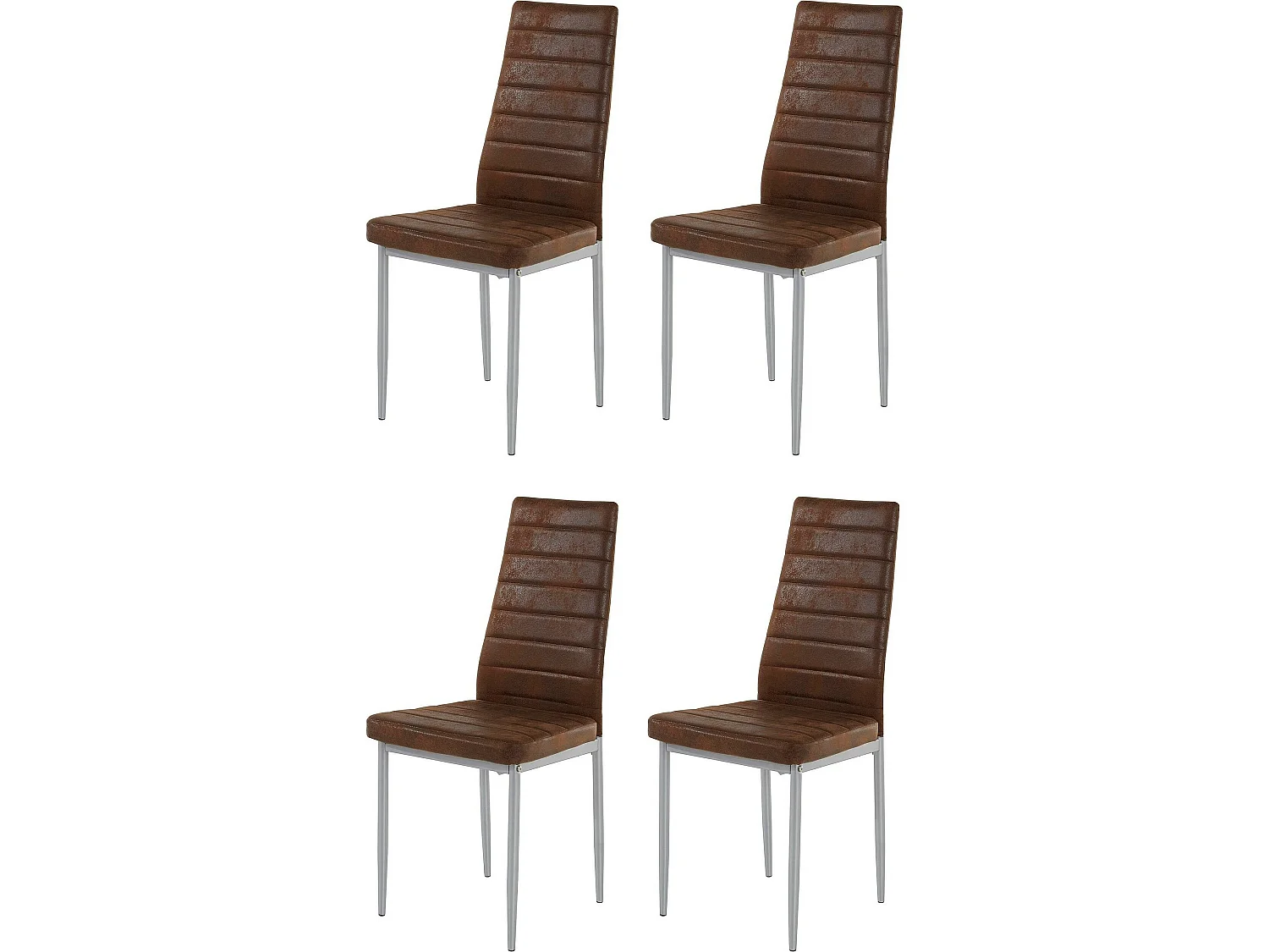Gepolsterte Esszimmerstühle im 4er-Set in Mikrofaser-Braun