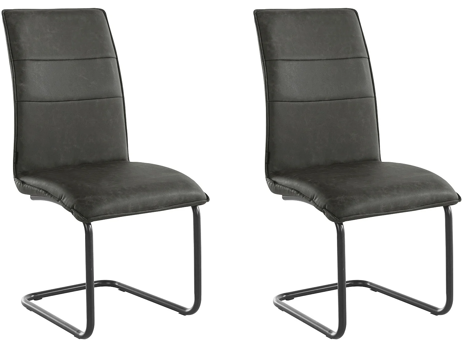 Mitzi | Lot de 2 chaises de salle à manger rembourrées en PU anthracite