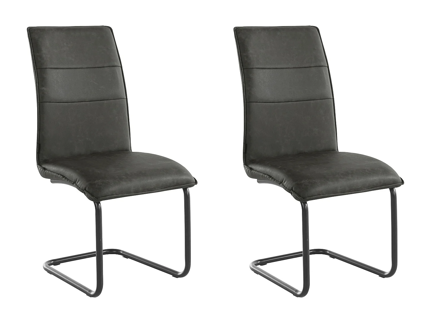 Mitzi | Lot de 2 chaises de salle à manger rembourrées en PU anthracite