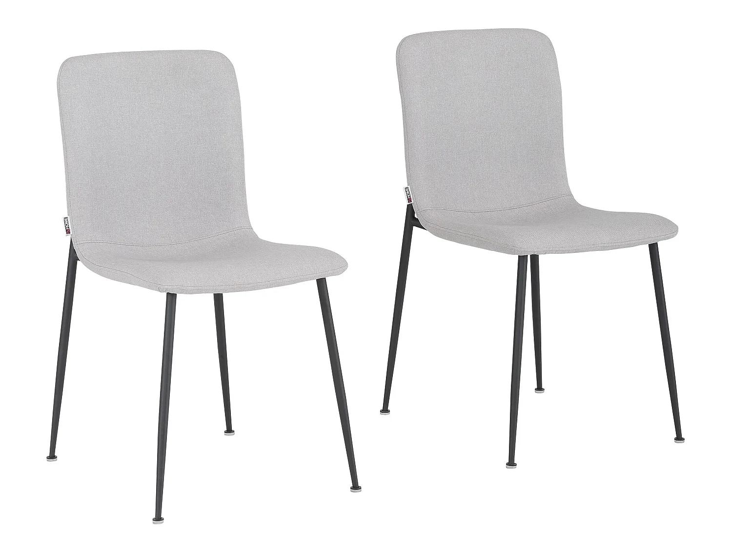 Faye | Lot de 2 chaises de salle à manger rembourrées en tissu gris clair