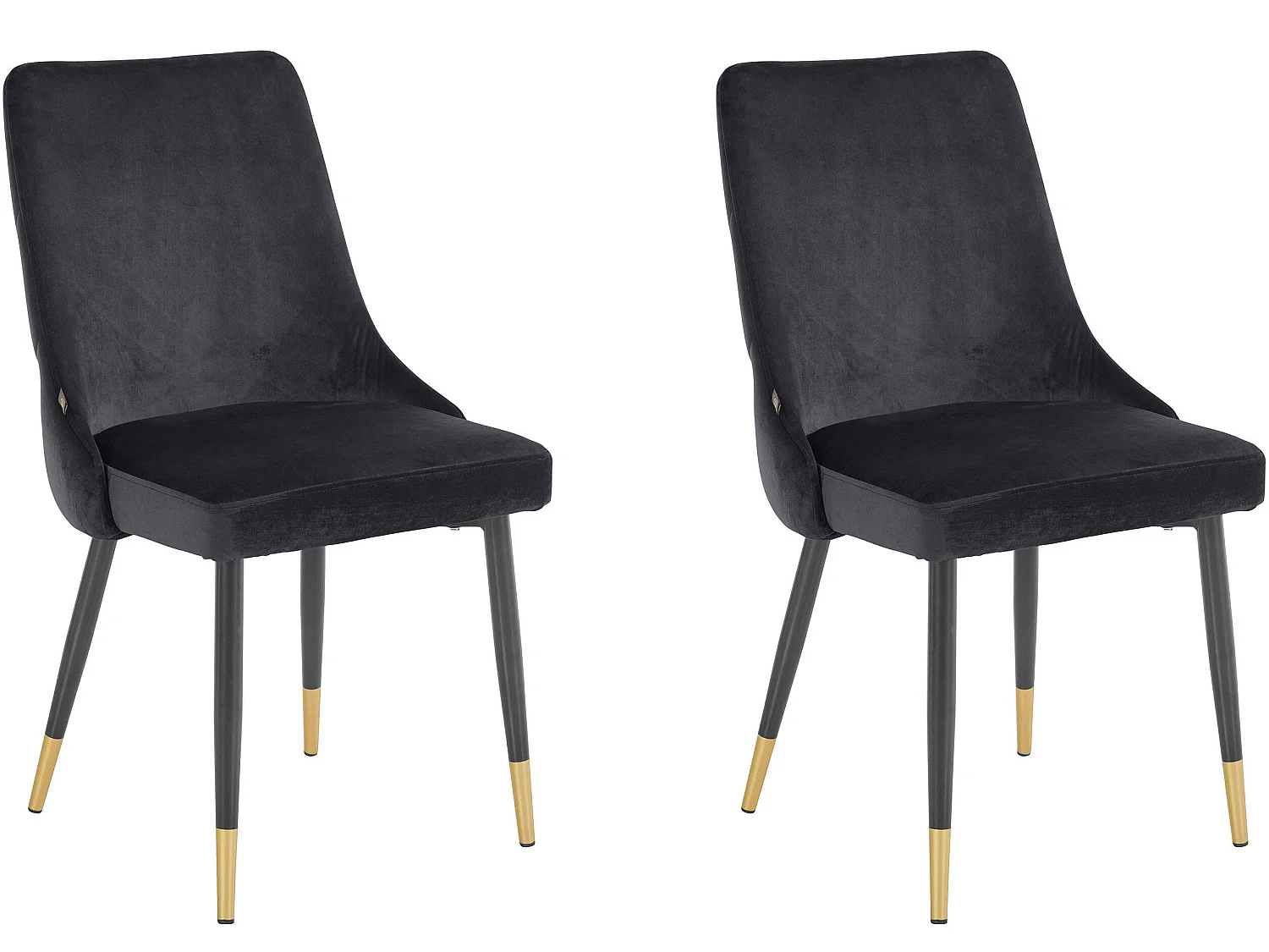 Juego de 2 sillas de comedor tapizadas en terciopelo gris