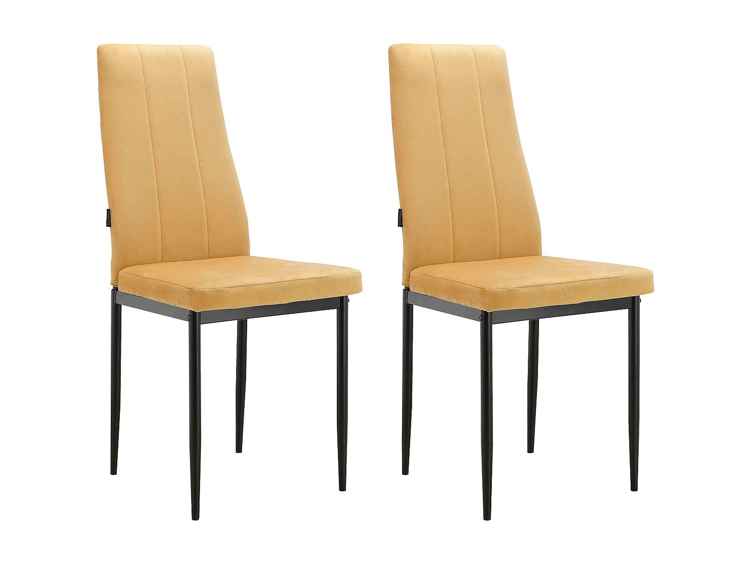 Kelly | Conjunto de 2 Cadeiras de Jantar Estofadas em Veludo Mostarda