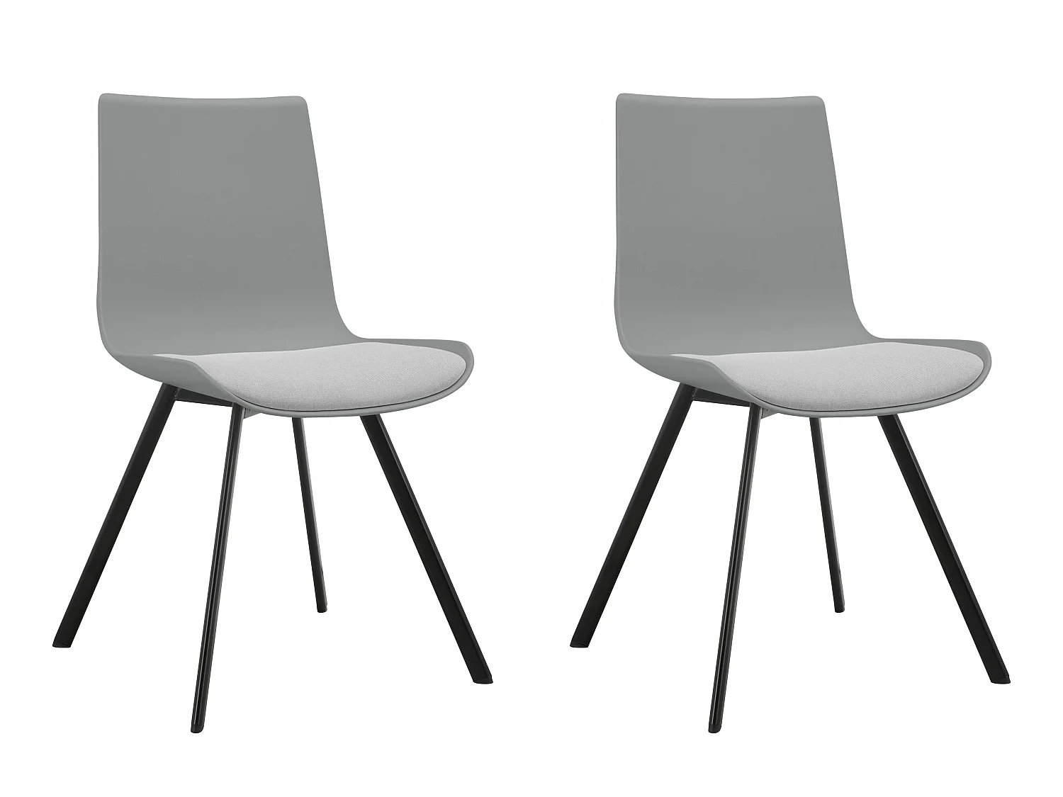 Lucky | Lot de 2 chaises de salle à manger en plastique gris