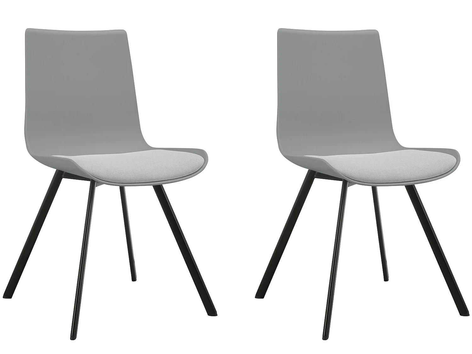 Lucky | Lot de 2 chaises de salle à manger en plastique gris