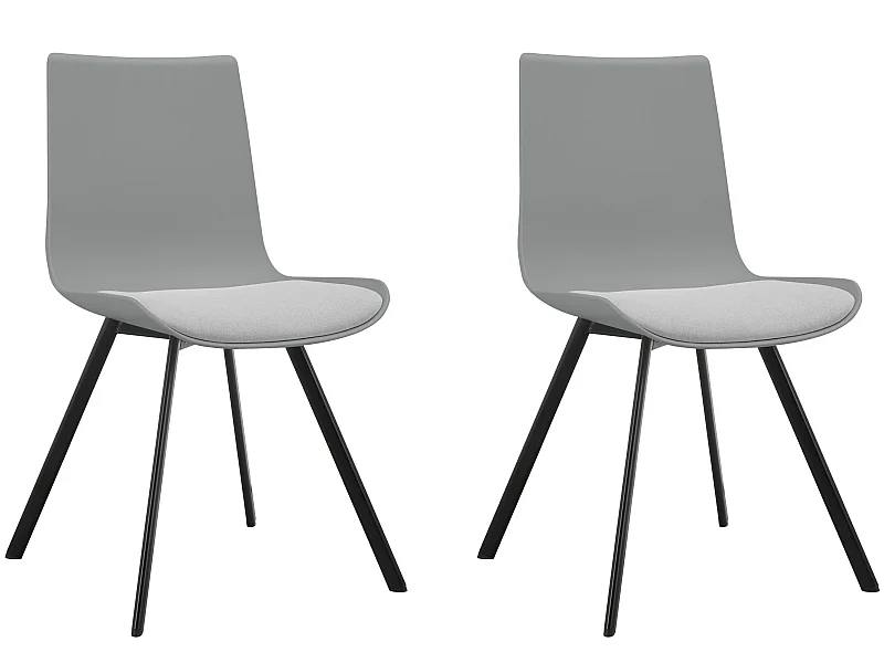 Lucky | Lot de 2 chaises de salle à manger en plastique gris
