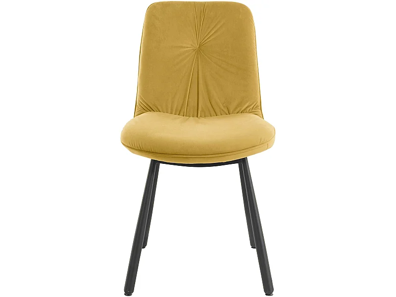Juego de 2 sillas de comedor tapizadas en terciopelo amarillo