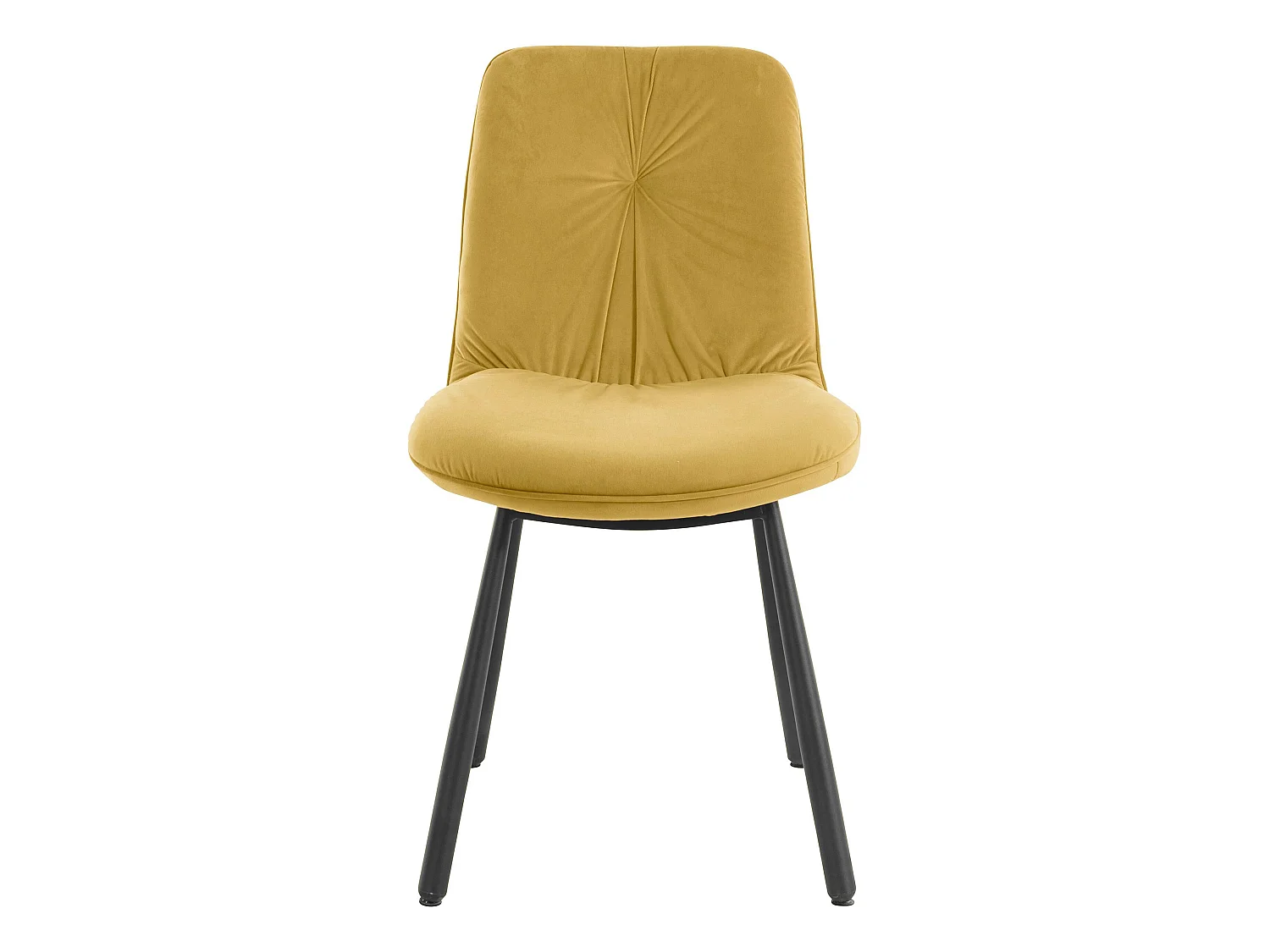 Juego de 2 sillas de comedor tapizadas en terciopelo amarillo