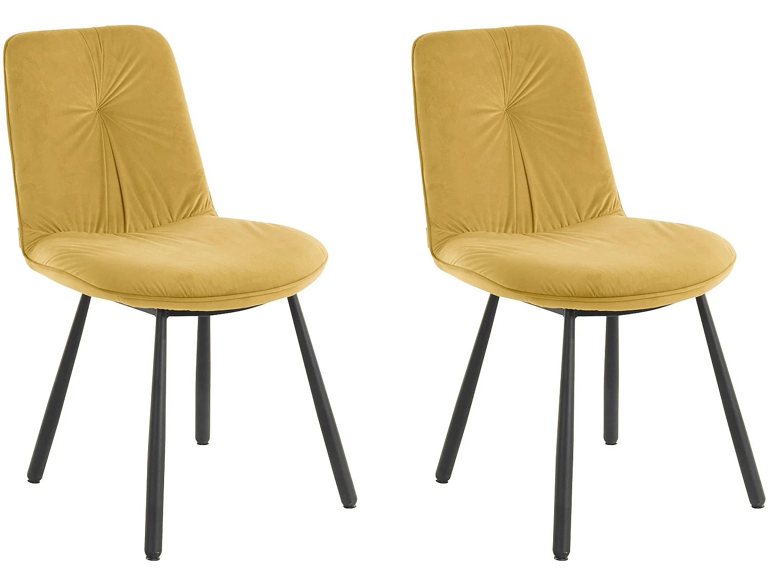 Meryl | Lot de 2 chaises de salle à manger rembourrées en velours jaune