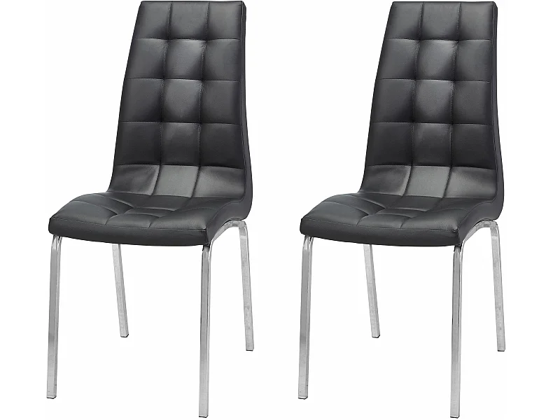 Juego de 2 sillas de comedor tapizadas en PU negro