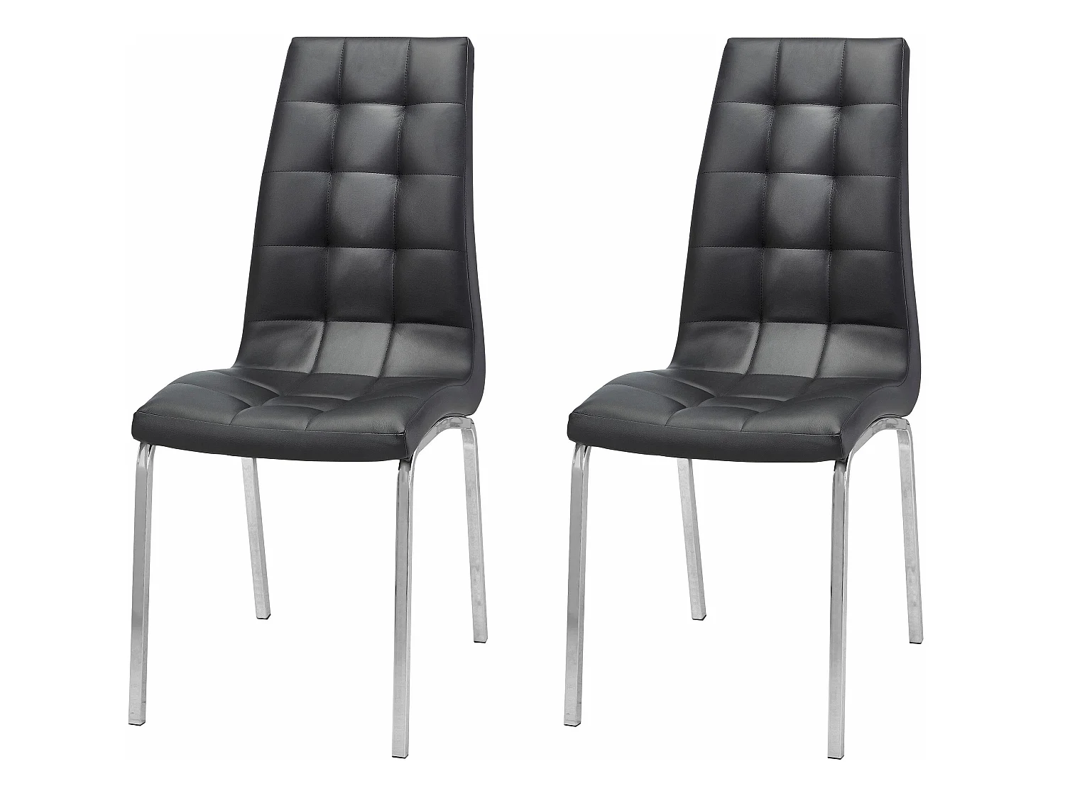 Lila | Lot de 2 chaises de salle à manger rembourrées en PU noir