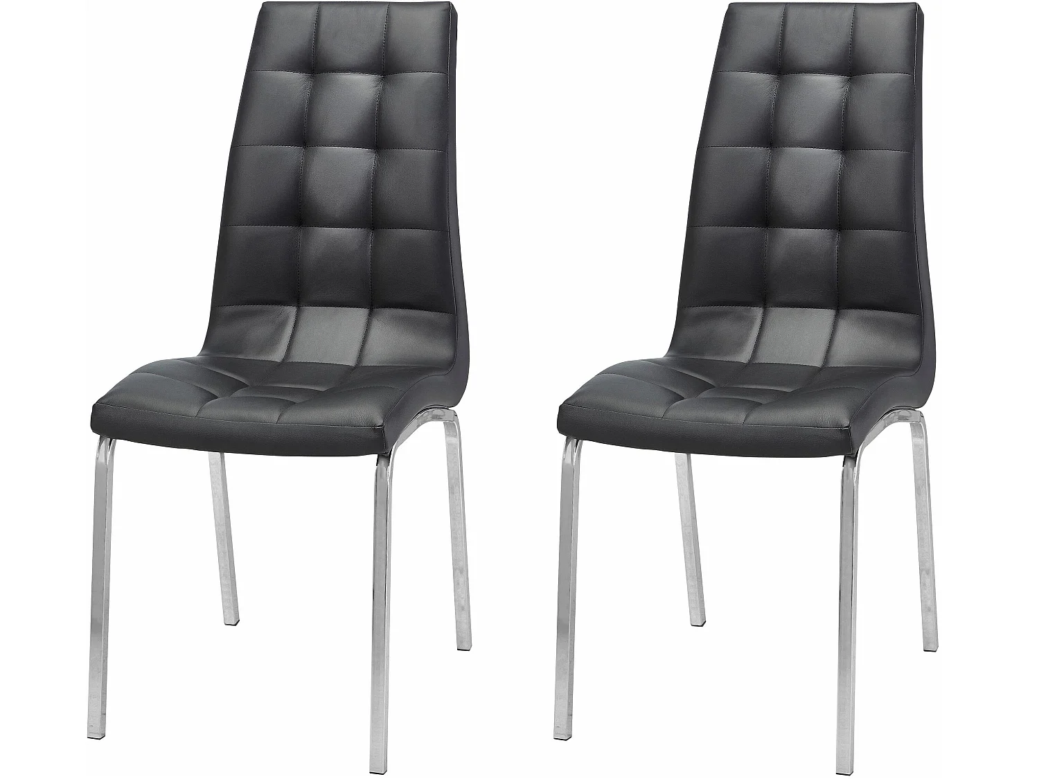 Juego de 2 sillas de comedor tapizadas en PU negro