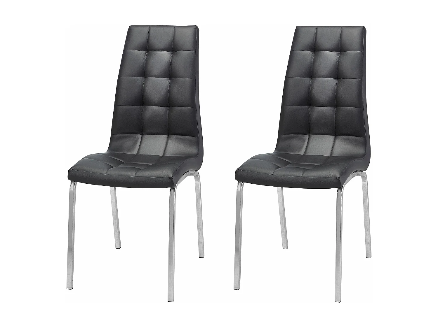 Lila | Lot de 2 chaises de salle à manger rembourrées en PU noir