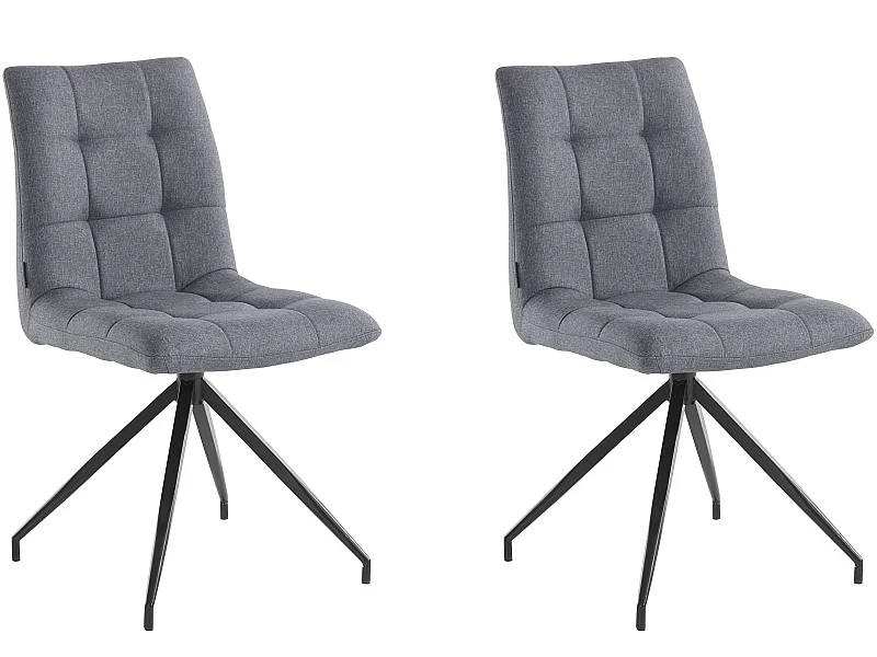 Set di 2 sedie da pranzo imbottite in tessuto con gambe in metallo