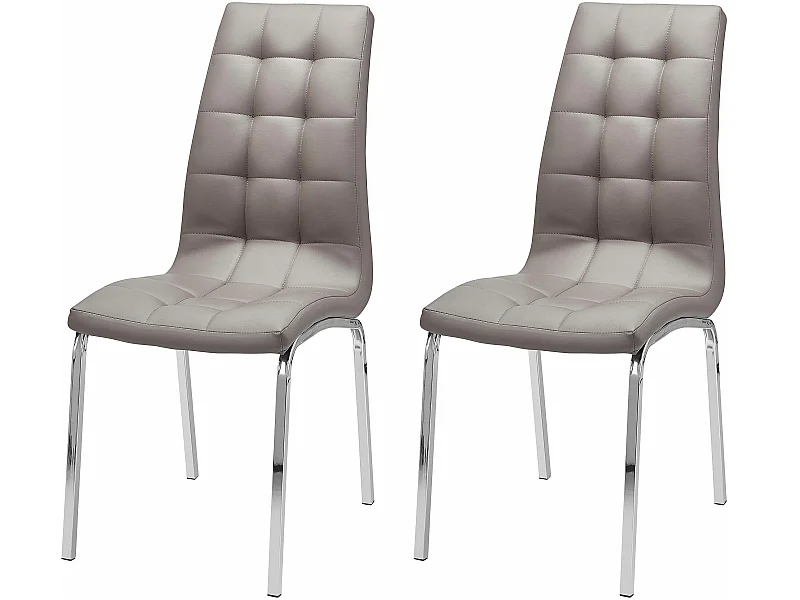 Lila | Lot de 2 chaises de salle à manger rembourrées en PU marron