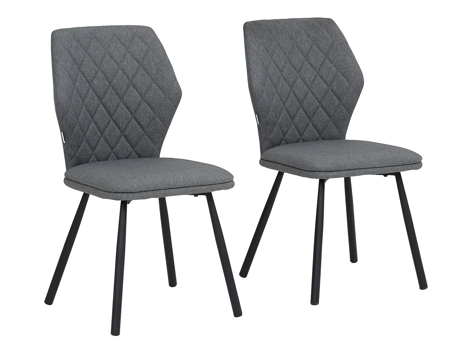 Jessica | Lot de 2 chaises de salle à manger rembourrées en tissu tissé gris