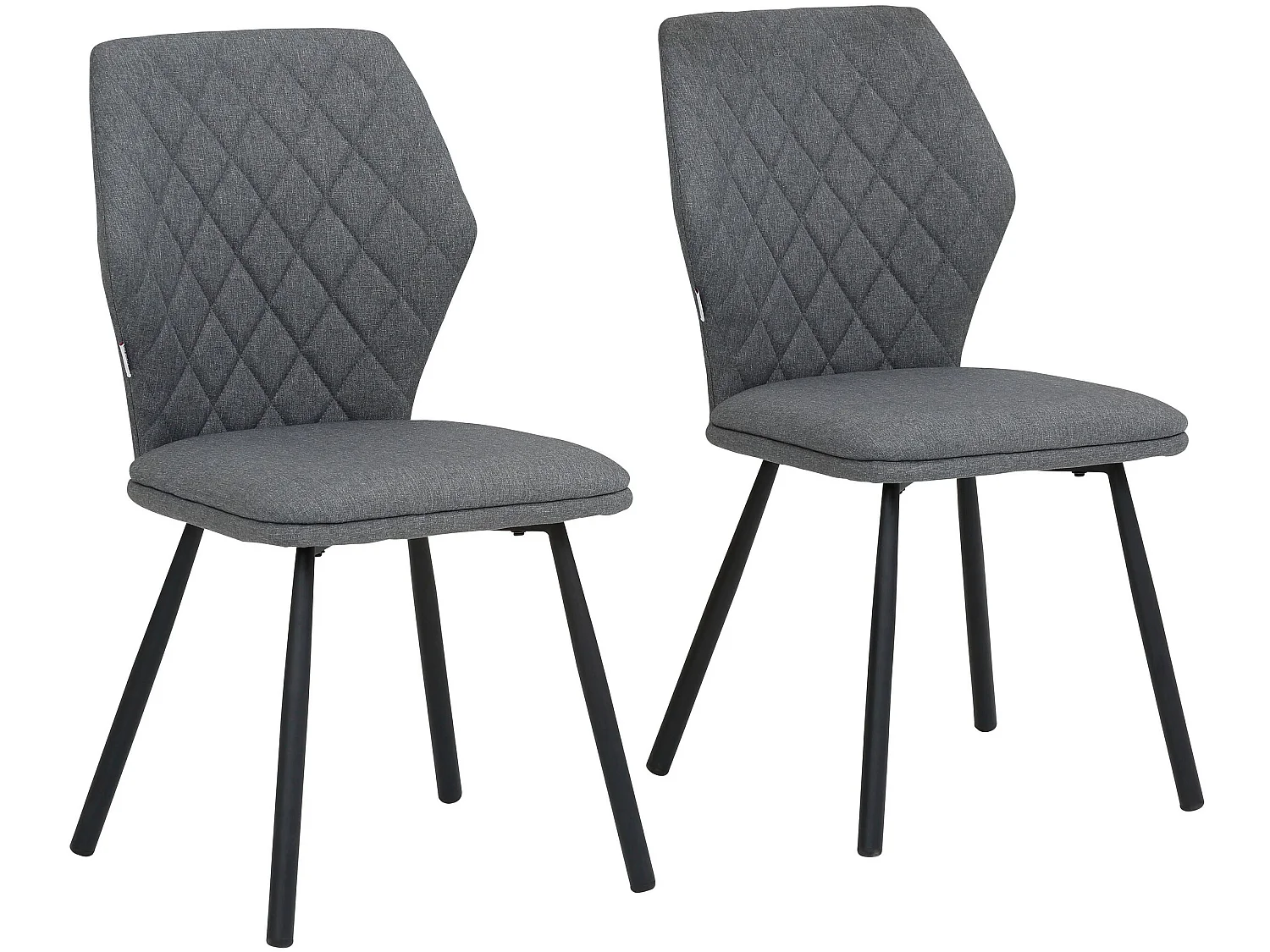 Jessica | Lot de 2 chaises de salle à manger rembourrées en tissu tissé gris