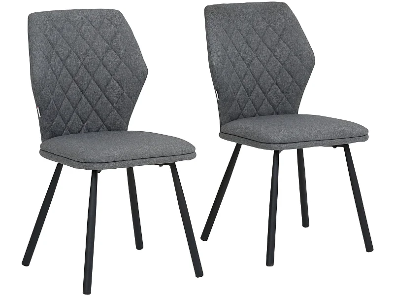 Jessica | Lot de 2 chaises de salle à manger rembourrées en tissu tissé gris