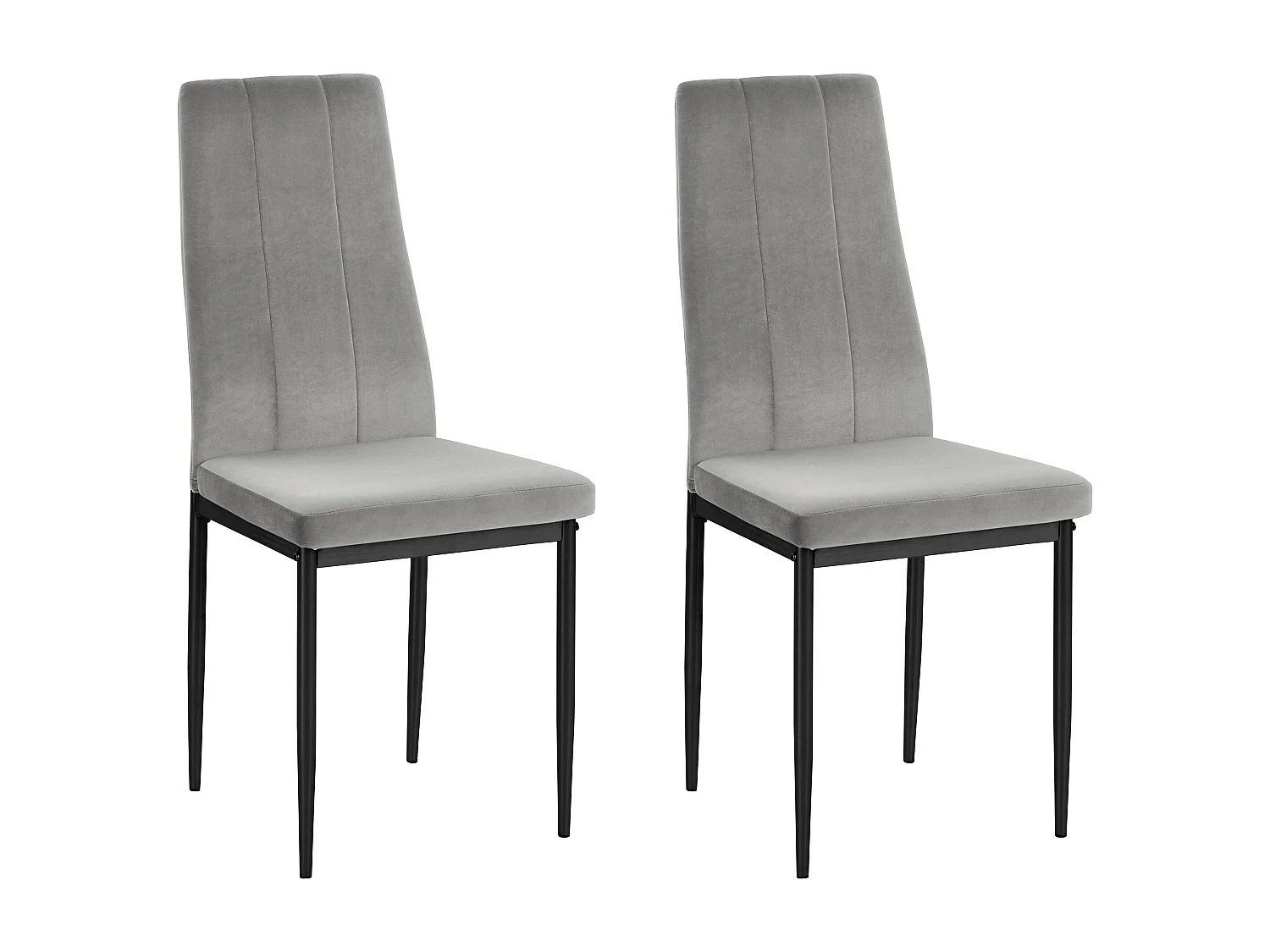 Kelly | Lot de 2 chaises de salle à manger rembourrées en velours gris clair