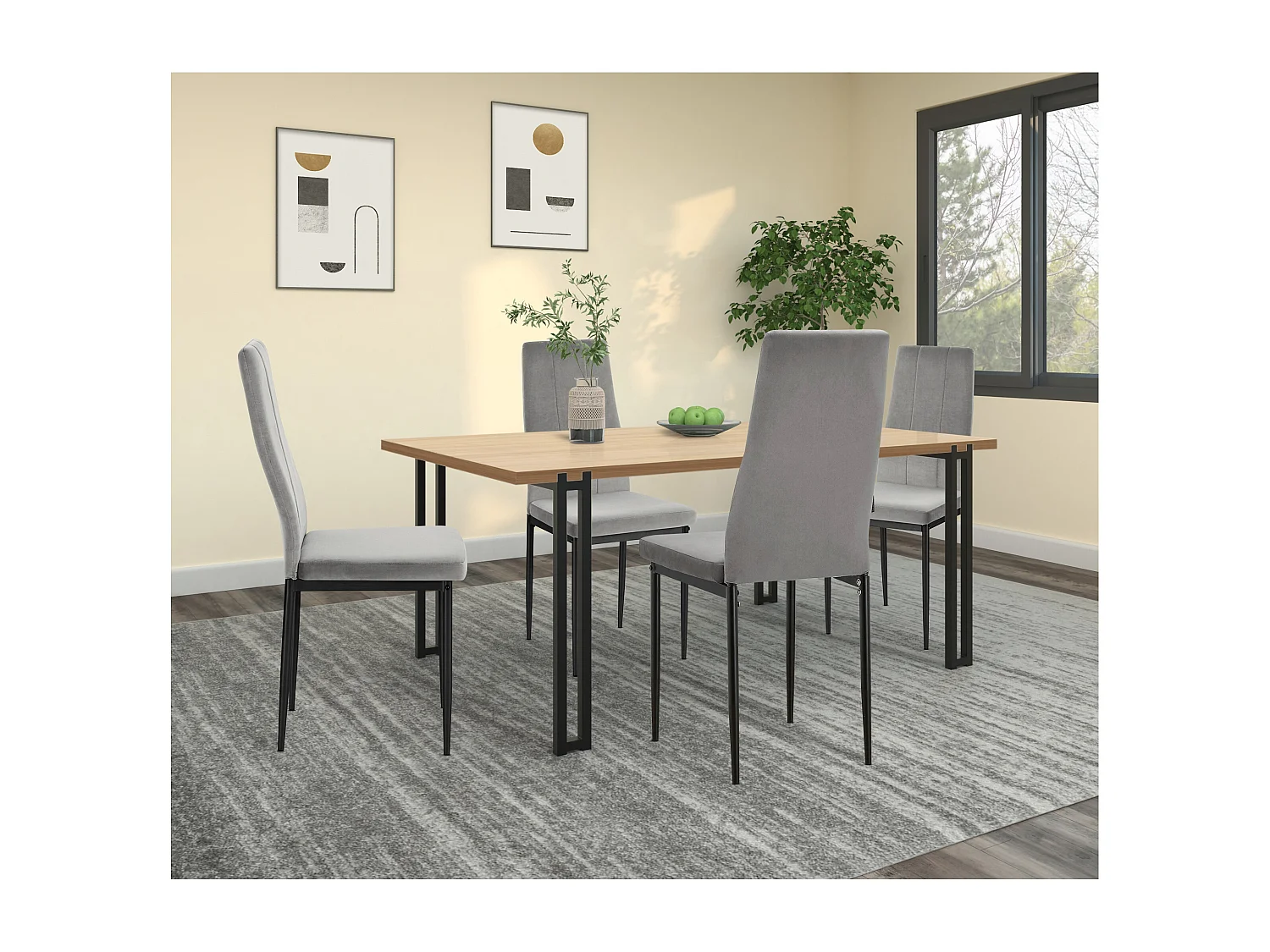 Kelly | Lot de 2 chaises de salle à manger rembourrées en velours gris clair