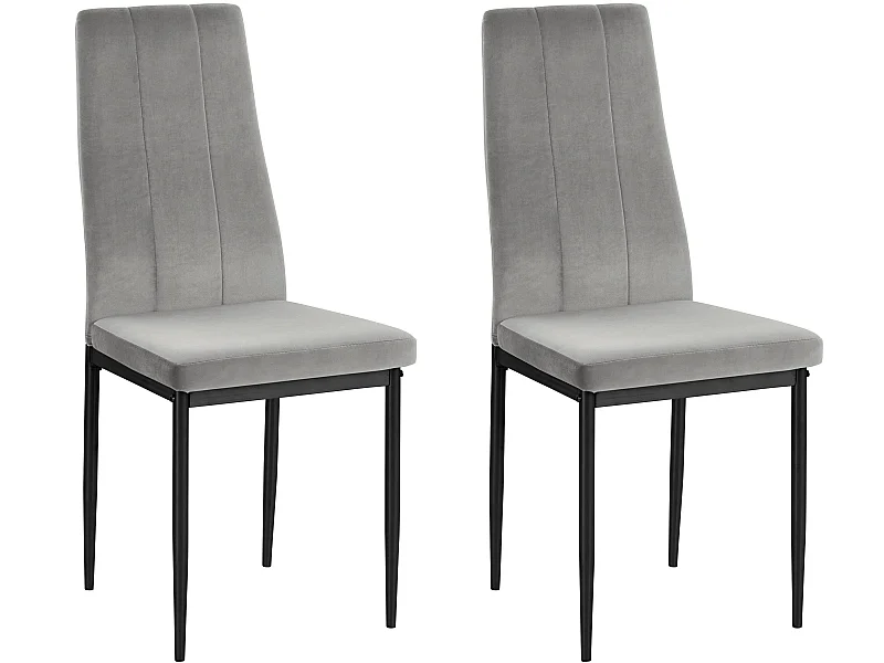 Kelly | Lot de 2 chaises de salle à manger rembourrées en velours gris clair