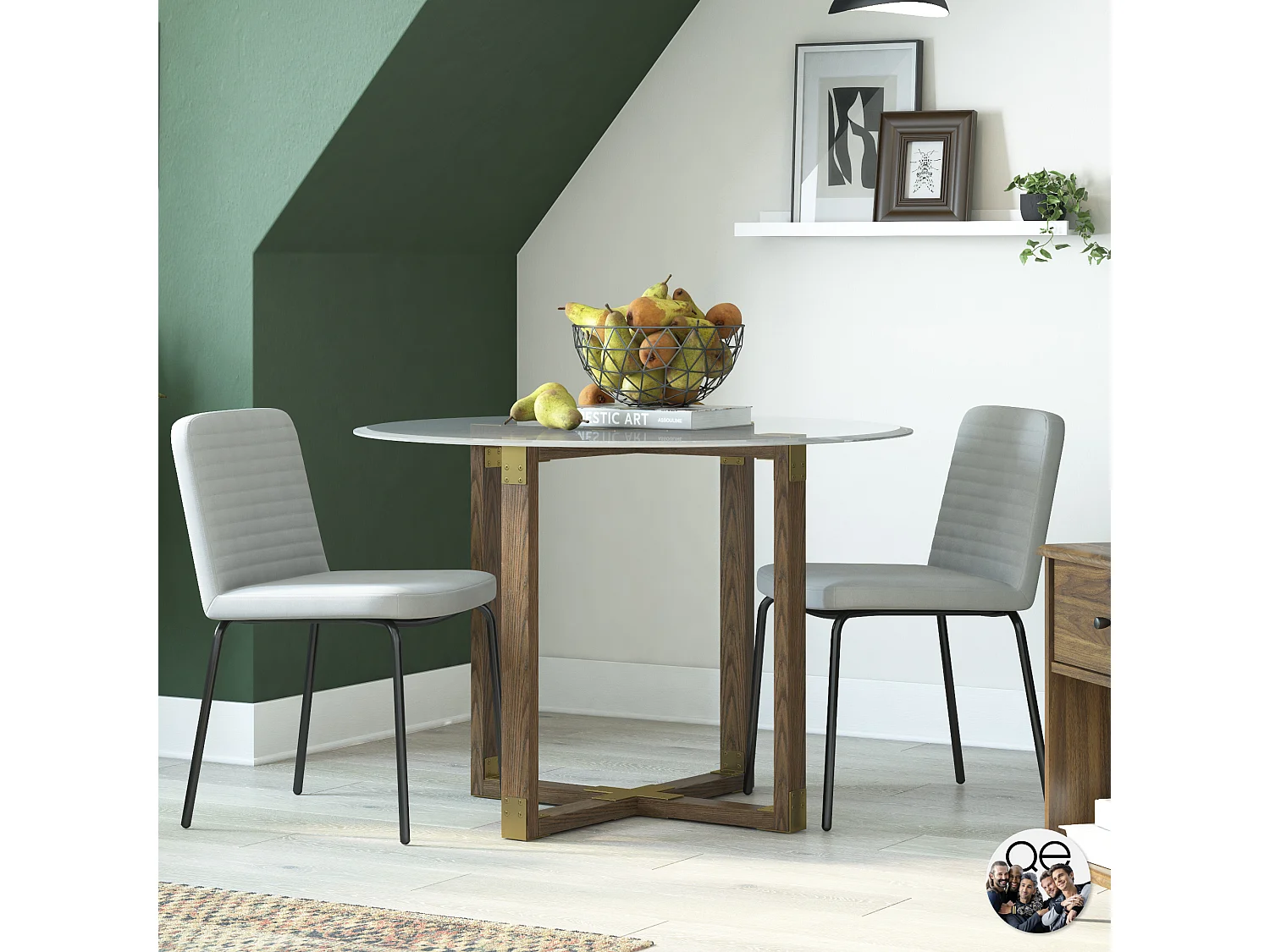 Corey | Lot de 2 chaises de salle à manger en tissu gris