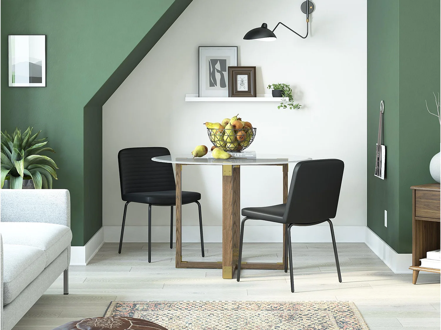 Corey | Lot de 2 chaises de salle à manger en tissu gris