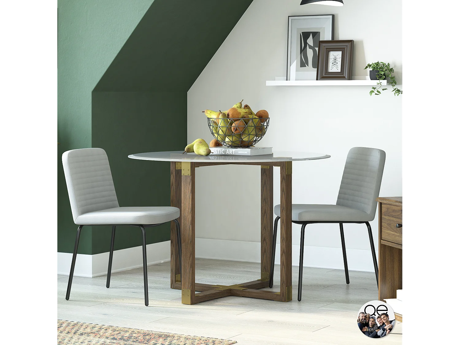 Set di 2 sedie da pranzo in lino grigio