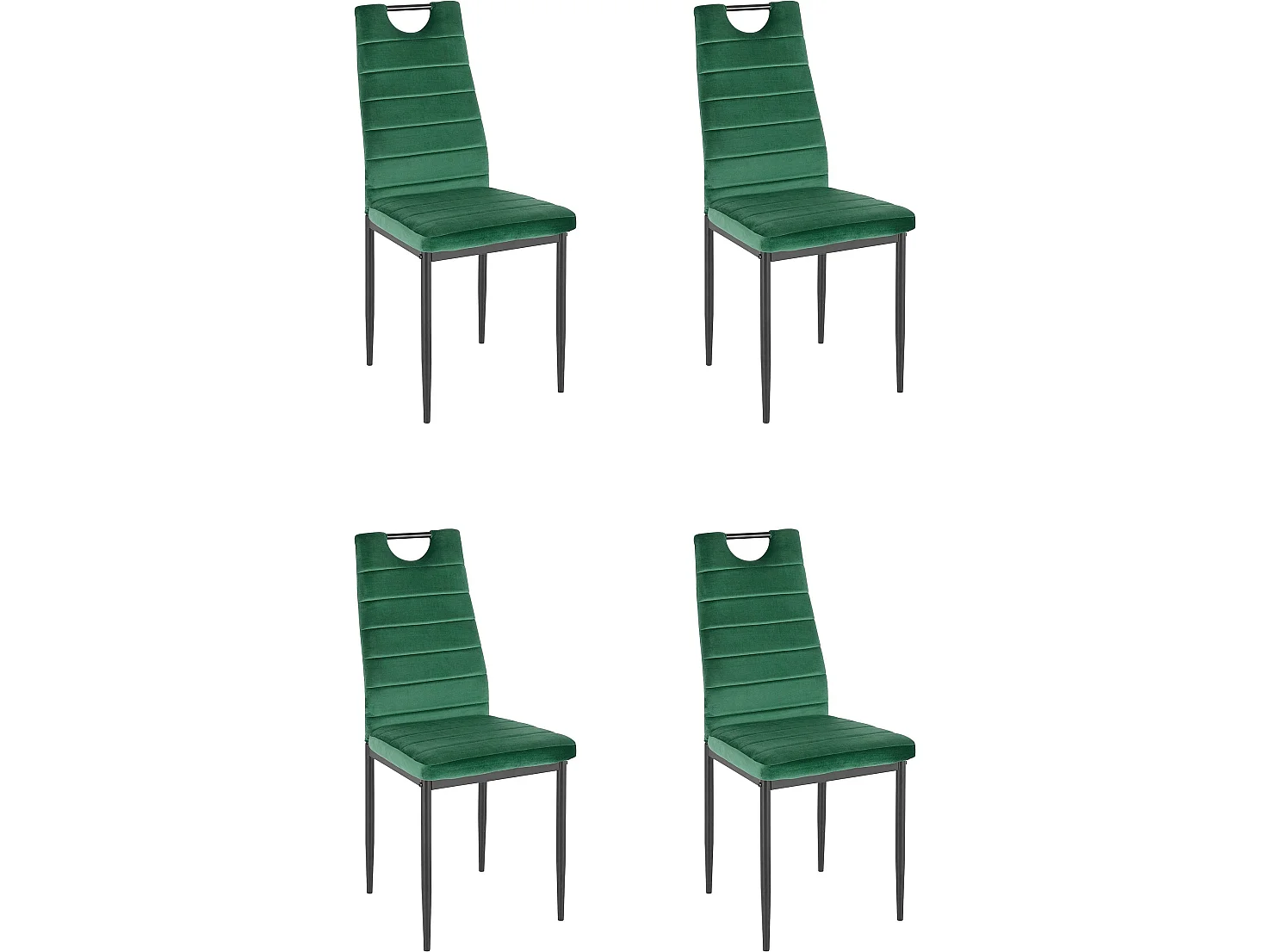Set di 4 sedie da pranzo in velluto verde scuro